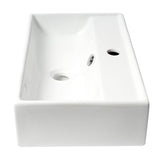 ALFI Brand ABC122 White Modern 22" Rectangular Wall Mounted Ceramic Sink with Faucet Hole