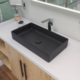 ALFI Brand ABC902-BM Black Matte 24" Modern Rectangular Above-Mount Ceramic Sink