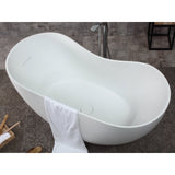 ALFI Brand AB9949 66" White Solid Surface Smooth Resin Soaking Bathtub