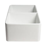 ALFI Brand ABF3318D-W White Smooth Apron 33" x 18" Double Bowl Fireclay Farm Sink