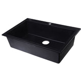 ALFI AB3020DI-BLA Black 30" Drop-In Single Bowl Granite Composite Kitchen Sink