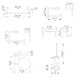 ALFI Brand AB9515-BN Brushed Nickel 6 Piece Matching Bathroom Accessory Set