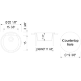 ALFI AB2020DI-W White 20" Drop-In Round Granite Composite Kitchen Prep Sink