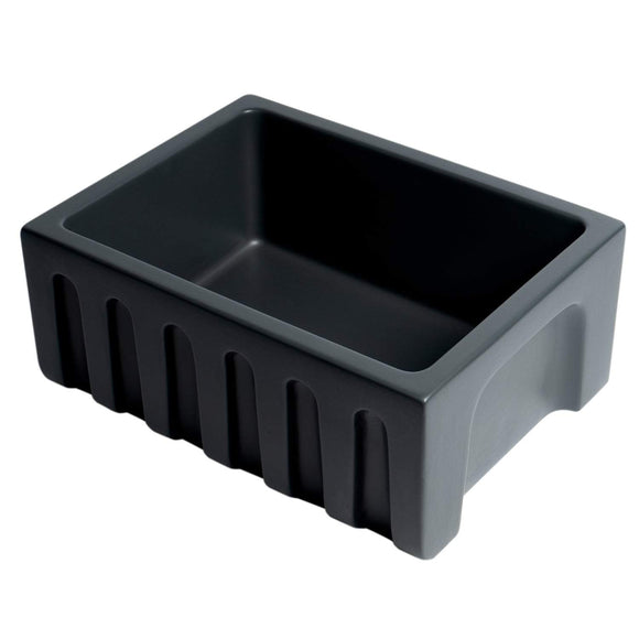 ALFI AB2418HS-BM 24" Matte Black Reversible Smooth / Fluted Fireclay Farm Sink