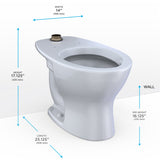 TOTO CT725CUF#01 Commercial Flushometer Floor-Mounted Universal Height Toilet, Elongated, Cotton White