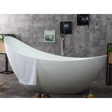 ALFI Brand AB9951 73" White Solid Surface Smooth Resin Soaking Slipper Bathtub