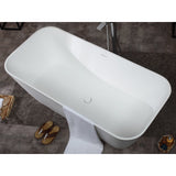 ALFI AB9952 67" White Rectangular Solid Surface Smooth Resin Soaking Bathtub