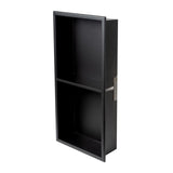 ALFI Brand 12 x 24 Black Matte Stainless Steel Vertical Double Shelf Bath Shower Niche