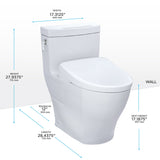 TOTO MW6264736CEFGA#01 WASHLET+ Aimes One-Piece Toilet with Auto Flush S7A Bidet Seat, Cotton White