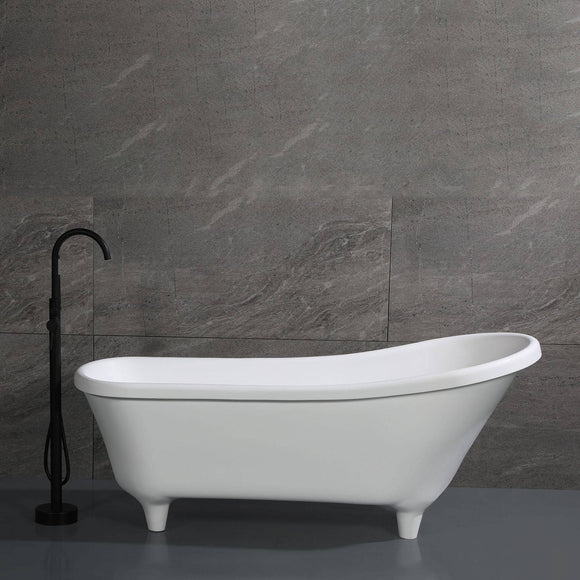 ALFI Brand AB9960 67" White Matte Clawfoot Solid Surface Resin Bathtub