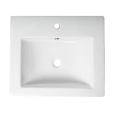 ALFI Brand ABC701 White Modern 24" Rectangular Semi Recessed Ceramic Sink with Faucet Hole