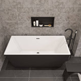 ALFI AB8834 59" Black & White Rectangular Acrylic Free Standing Soaking Bathtub