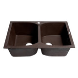 ALFI Brand AB3220DI-C Chocolate 32" Drop-In 2x Bowl Granite Comp Kitchen Sink