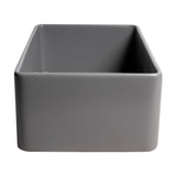 ALFI Brand ABF3318S-GM Gray Matte Smooth Apron 33" x 18" Single Bowl Fireclay Farm Sink