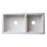 ALFI AB3618ARCH-B 36" Biscuit Arched Apron Wall Fireclay Double Bowl Farm Sink