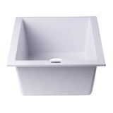 ALFI AB1720UM-W White 17" Undermount Rectangular Granite Composite Prep Sink