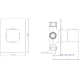 ALFI Brand AB9209-BN Brushed Nickel Modern Square 3 Way Shower Diverter