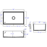 ALFI Brand AB532-B 33" Biscuit Single Bowl Fluted Apron Fireclay Farm Sink