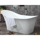 ALFI Brand AB9915 74" White Solid Surface Smooth Resin Soaking Slipper Bathtub