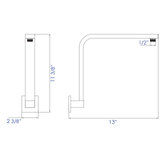 ALFI Brand AB12GSW-PC Polished Chrome 12" Square Raised Wall Mounted Shower Arm