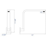 ALFI Brand AB12GSW-BN Brushed Nickel 12" Square Raised Wall Mounted Shower Arm