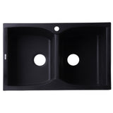 ALFI AB3220DI-BLA Black 32" Drop-In Double Bowl Granite Composite Kitchen Sink