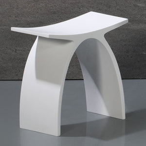 ALFI Brand ABST77 Arched White Matte Solid Surface Resin Bathroom/Shower Stool