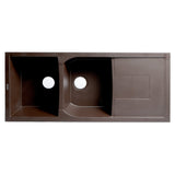 ALFI AB4620DI-C Chocolate 46" 2x Bowl Granite Comp Kitchen Sink with Drainboard