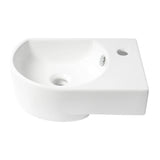 ALFI Brand ABC119 White Modern 16" Small Wall Mounted Ceramic Sink with Faucet Hole