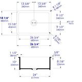 ALFI Brand ABF2718UD-GM Gray Matte 27" x 18" Fireclay Undermount/Drop in Fireclay Kitchen Sink