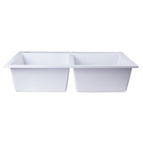 ALFI AB3420DI-W White 34" Drop-In Double Bowl Granite Composite Kitchen Sink