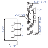 ALFI Brand AB2701-BN Brushed Nickel Square 2 Way Thermostatic Shower Mixer