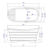 ALFI Brand AB1105 63" Free Standing Cedar Wooden Bathtub