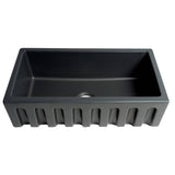 ALFI Brand AB3318HS-BM 33" Black Matte Reversible Smooth/Fluted Single Bowl Fireclay Farm Sink