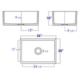 ALFI AB505-W White 26" Contemporary Smooth Apron Fireclay Farmhouse Kitchen Sink