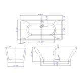 ALFI AB8840 67 inch White Rectangular Acrylic Free Standing Soaking Bathtub