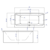 ALFI AB8858 59 inch White Rectangular Acrylic Free Standing Soaking Bathtub