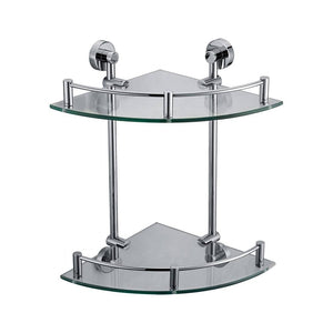 ALFI AB9548 Polished Chrome Corner Mounted Double Glass Shower Shelf Accessory