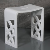 ALFI Brand ABST88 Designer White Matte Solid Surface Resin Bathroom/Shower Stool