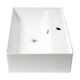 ALFI Brand ABC901-W White 24" Modern Rectangular Above-Mount Ceramic Sink with Faucet Hole