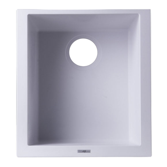 ALFI AB1720UM-W White 17" Undermount Rectangular Granite Composite Prep Sink