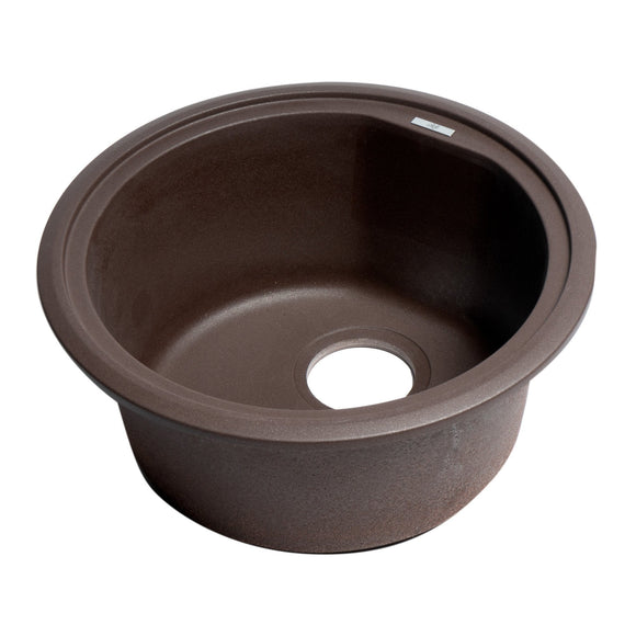 ALFI Brand AB1717DI-C Chocolate 17" Drop-In Round Granite Comp Kitchen Prep Sink